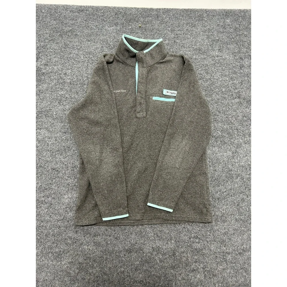 Columbia Fleece Pullover Womens Size S Gray PFG Quarter Snap Long Sleeve Soft